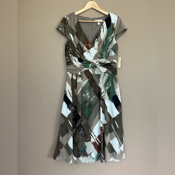 Coldwater Creek Dresses & Skirts - {Coldwater Creek} Printed Ruched Midi Dress in Watercolor Print - Size 10 - NWT